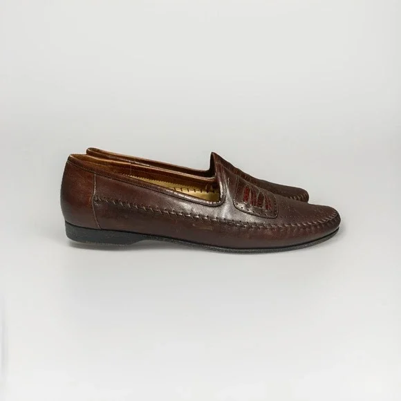 Santoni Loafer Men's 13D Brown Leather Mocassin Relaxed Slip On Italy Made Shoes